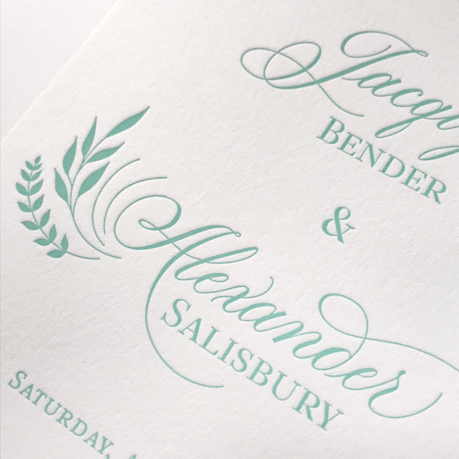 Invitation letterpress calligraphiée pour le mariage de Jacqlyn et Alexander